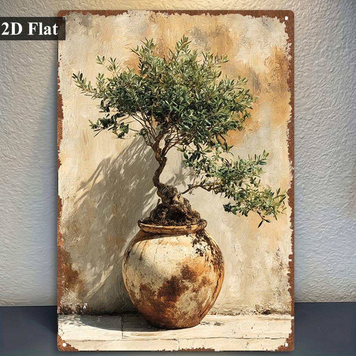 Bonsai Garden Wall - Vintage Metal Tin Sign Potted Olive