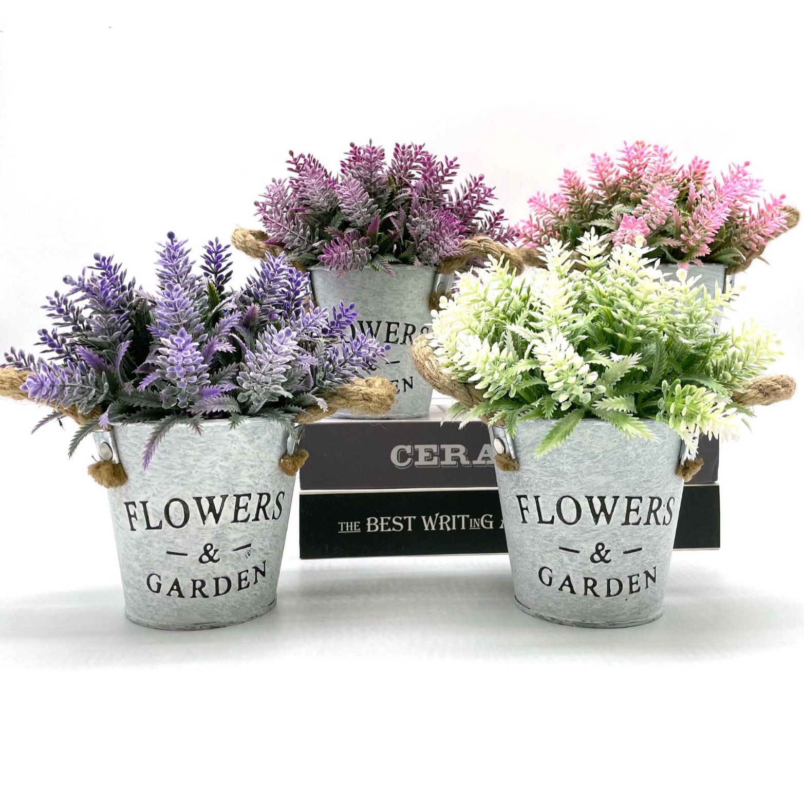 Bonsai Garden Restaurant - Artificial Flowers Simulated Eucalyptus Lavender Potted