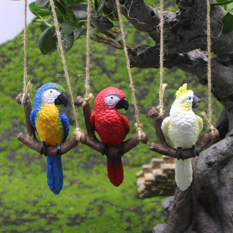 Landscape Bonsai Garden - 1Pcs Creative Swing Parrot Resin Micro