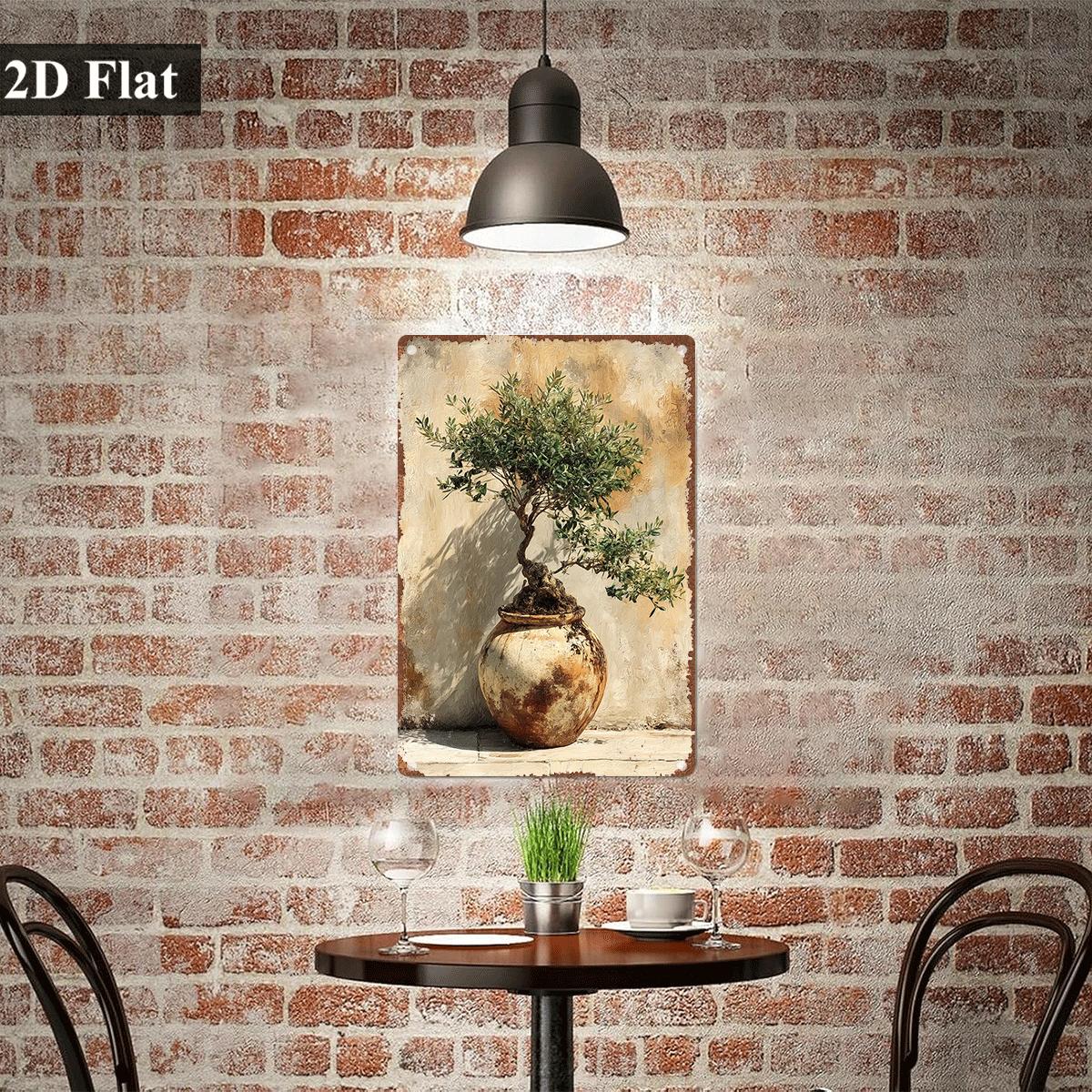 Vintage Metal Tin Sign Potted  - đánh giá và giá Bonsai Garden Wall