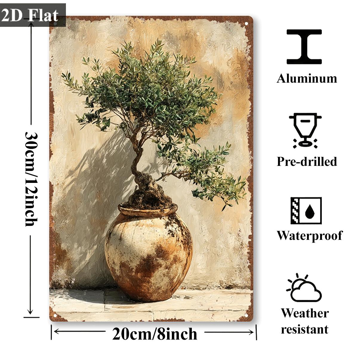 Vintage Metal Tin Sign Potted  - đánh giá và giá Bonsai Garden Wall