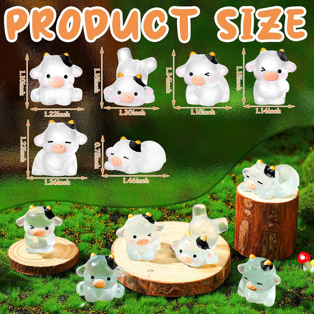 24Pcs Mini Luminous Cow Figuri - đánh giá và giá Bonsai Garden Ideas